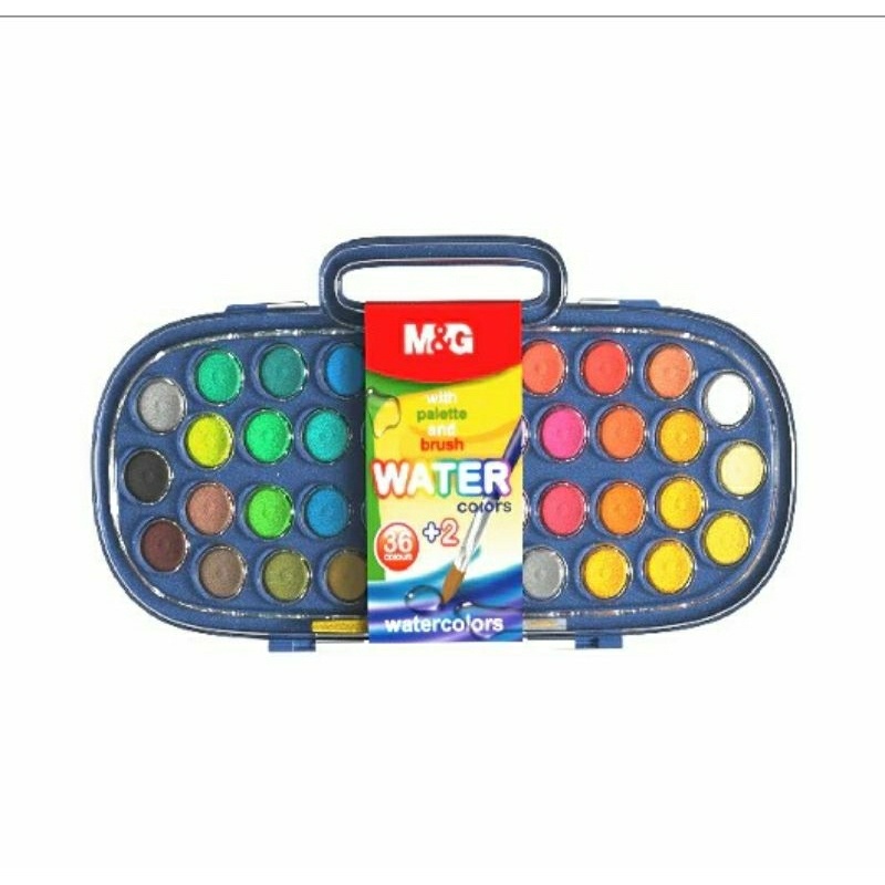 

M&G Watercolor Block 30 warna 23mm with palet & brush + 2 warna APL 976L5