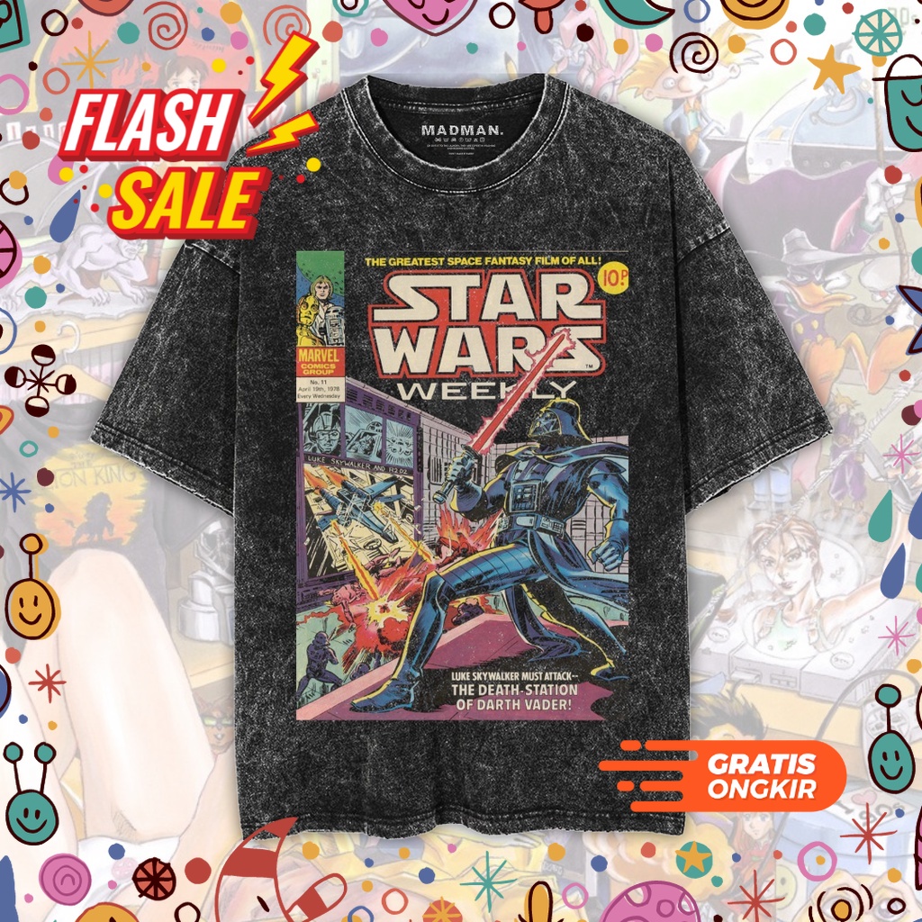 MEGASALE / MADMAN Kaos STARWARS Premium Oversize Stone Wash T-Shirt | Stone Wash T-Shirt | Kaos Cart