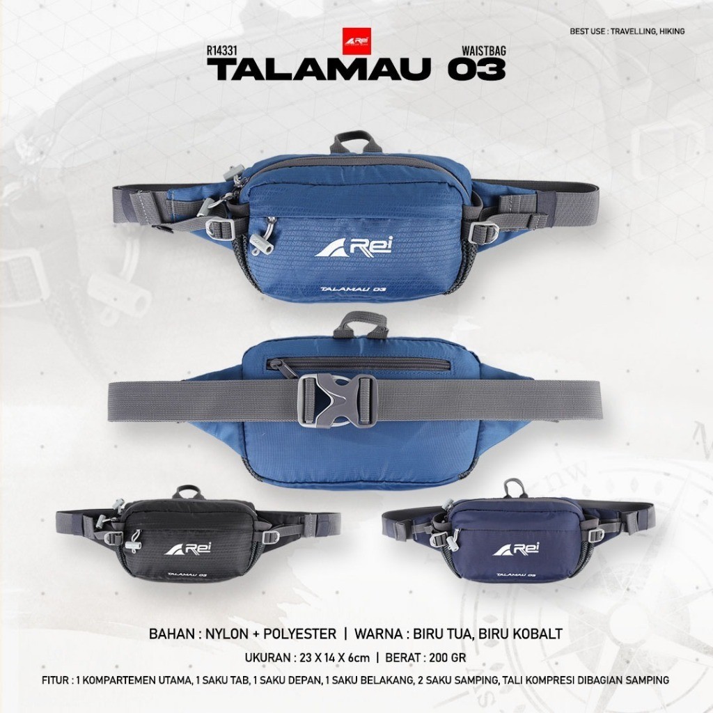Tas Selempang Pinggang Rei Pria Talamau 03 + Tab Waitsbag Arei Outdoorgear