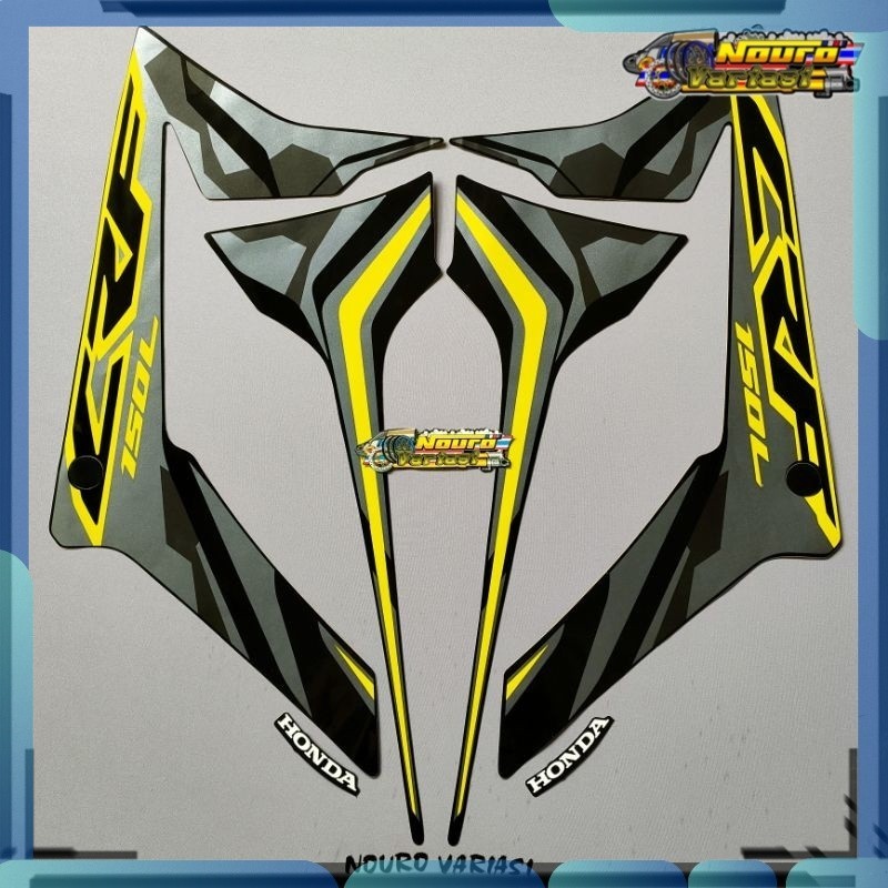 Stiker striping honda crf 150 r 2019 list hitam kuning body standar bagus