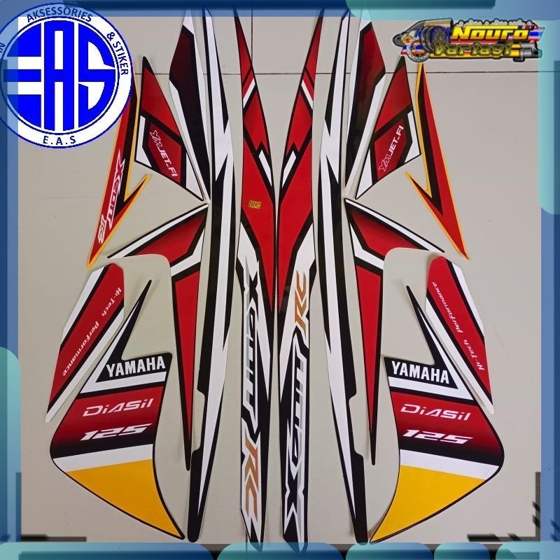 Stiker striping motor yamaha xeon rc 125 2013 hitam kuning  standar  bagus