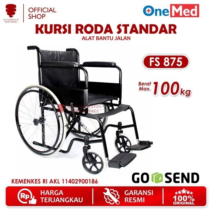 GOJEK ONLY Kursi Roda Onemed FS874-51 Standar Jumbo Besar Orang Gemuk Wheel Chair Alat Bantu Jalan S