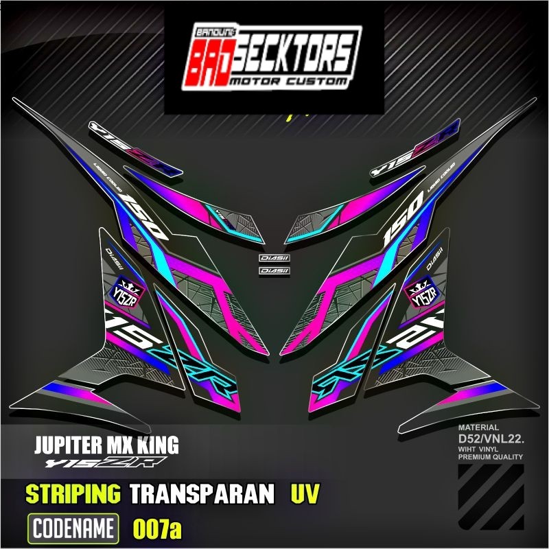 Decal Sticker Striping Variasi Transparan Uv Mx King 150 Yamaha Jupiter Mx King 150 Y15ZR Y16ZR SNIP
