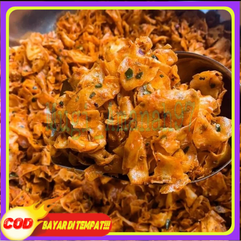 

1KG- KERIPIK SINGKONG KRIWIL PEDAS DAUN JERUK renyak tidak alot