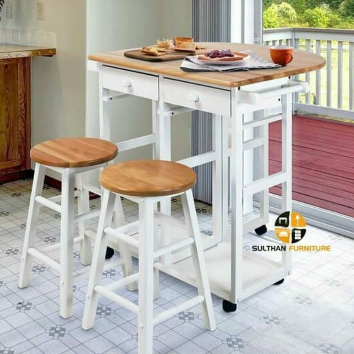 Set Meja Makan Lipat Portable - Kursi Makan Minimalis - Bangku