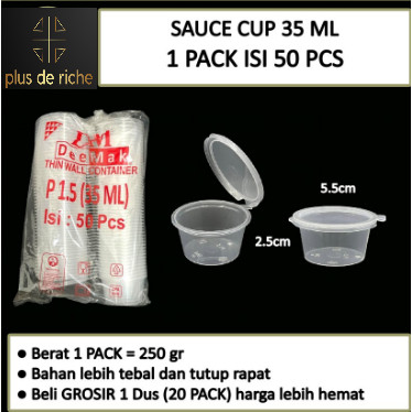 Sauce Cup 35 ml Sambel Cup Saos 35 ml isi 50 pcs - DM 35 ml - Tempat Saos Tutup Sambung