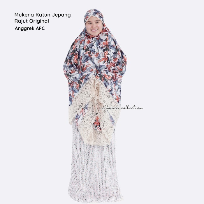 Mukena Dewasa Katun Jepang Rajut Premium Afc / Mukena Motif Terlaris - Anggrek Afc