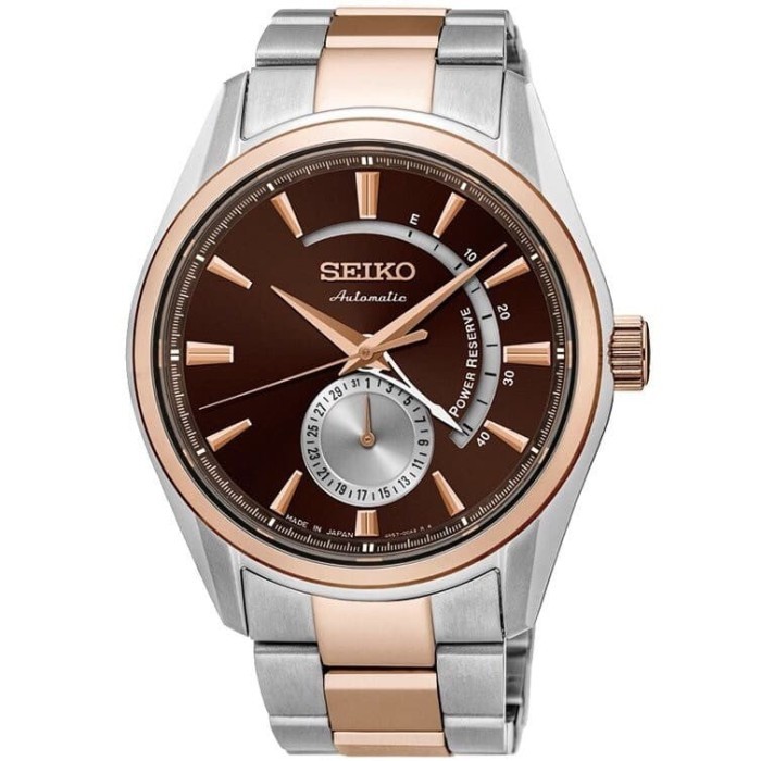 JAM TANGAN PRIA SEIKO SSA308J1 JDM PRESAGE AUTOMATIC STAINLESS STRAP BROWN SILVER
