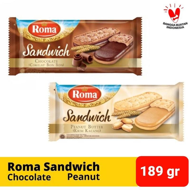 

ROMA SANDWICH Coklat & Kacang 189 Gram Biskuit Cemilan Cokelat Krim Cookies