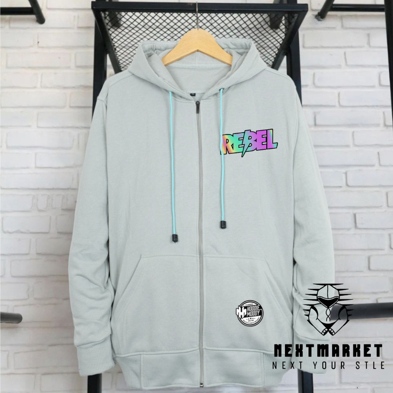 nextmarket Hoodie Zipper Risleting Hitam Pria Original / Rebel Sweater Sleting Hoodie Moody