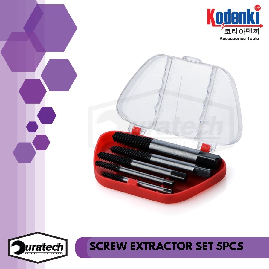 KOKOH Tap balik screw extractor set 5pcs kodenki - Tap pembuat ulir baut - Screwextractor set 5pcs t