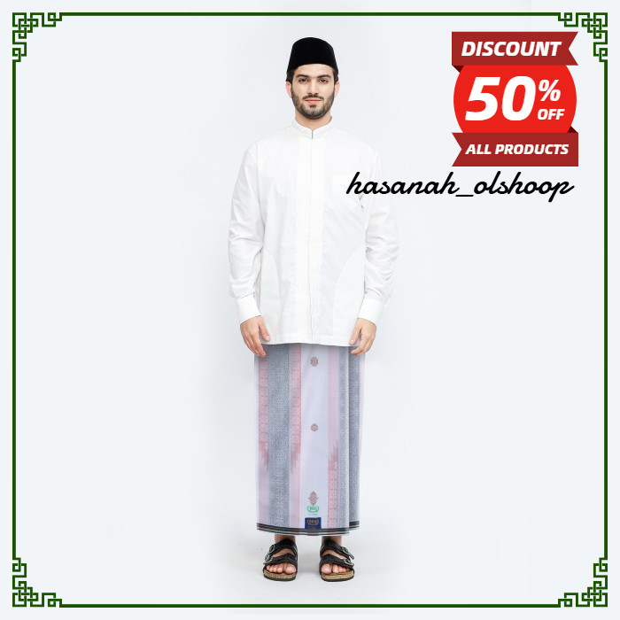 Sarung BHS Classic Gold Motif C48 JGF Putih Cream 01
