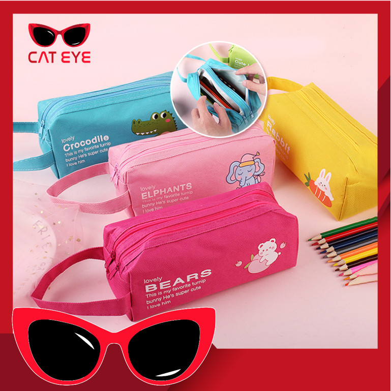 

PROMO - S6249 Tempat Pensil Hewan Kartun / Tempat Pensil Resleting Ganda / Kotak Pensil Gambar Resleting Ganda / Stationary Case