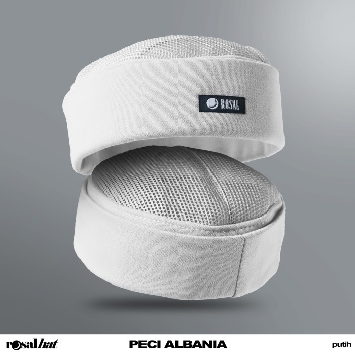 PECI ALBANIA ROSAL/Peci Lipat/Songkok Haji/Peci Mesir Albania - Putih