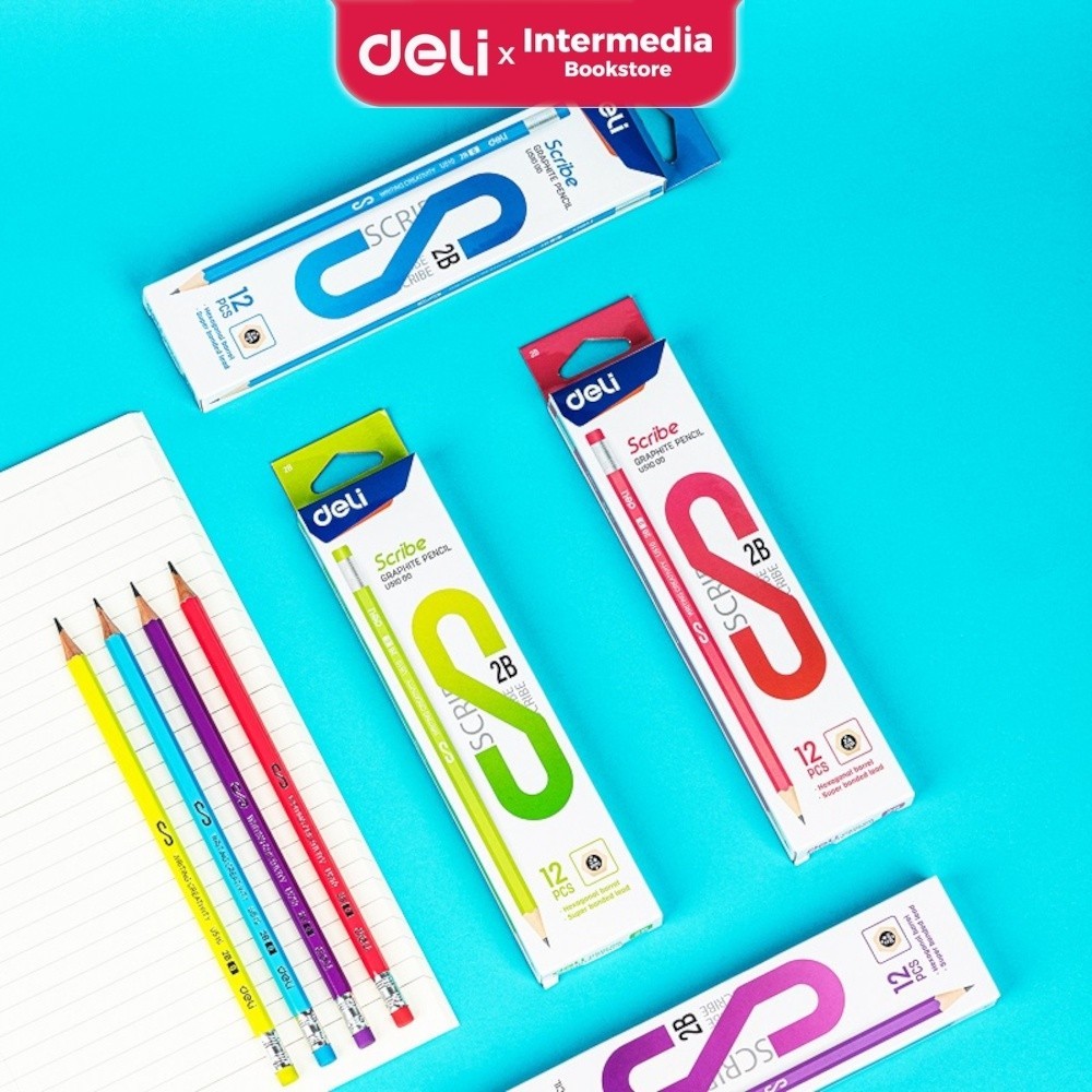 

Deli EU51000 Graphite Pensil Kayu 2B dengan penghapus bahan berkualitas tinggi yang tidak beracun Isi 12pc