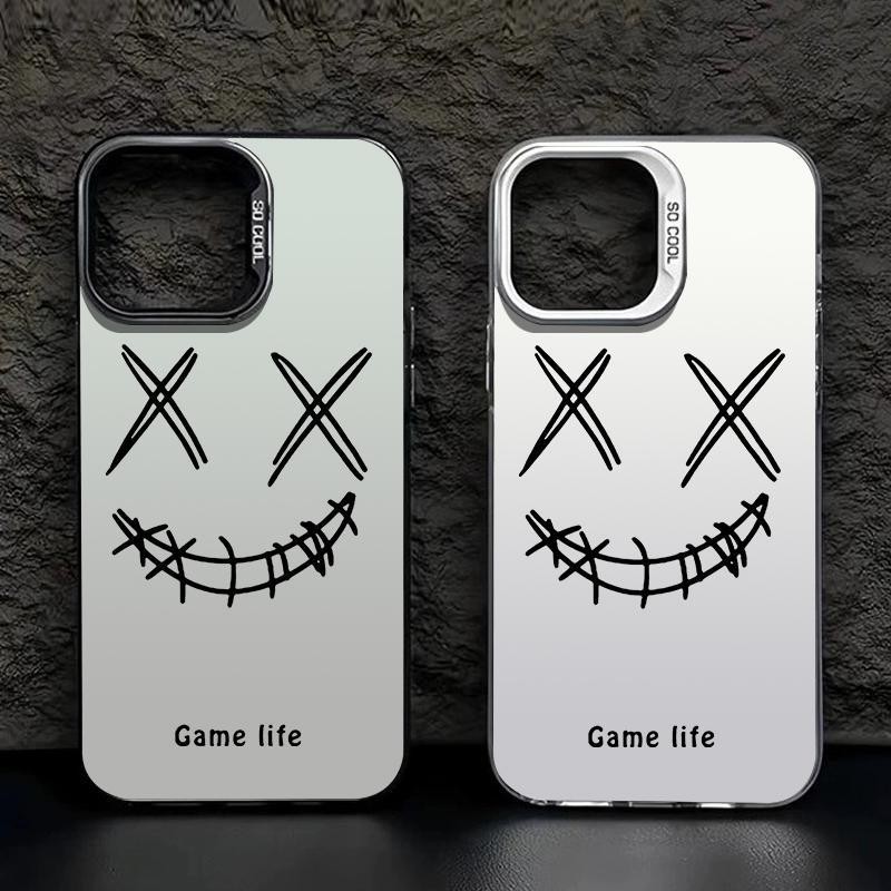 Phone Case IMD Hybird Plate Hologram Gambar Emoji Mati "Game Life" Untuk iPhone 7/8/Plus 11/12/13/14