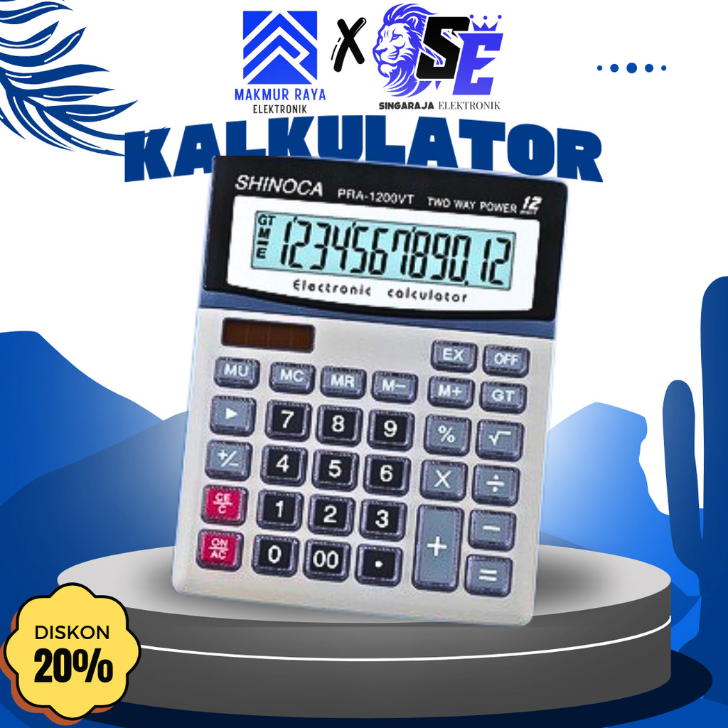 

SHINOCA Kalkulator 12 Digit PRA 1200 VT