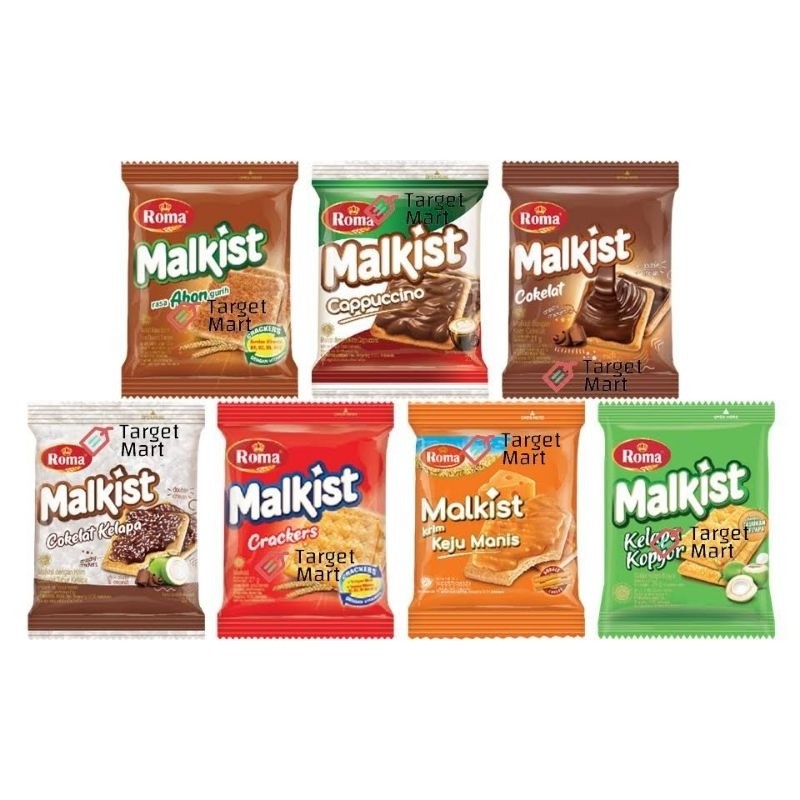 

HM ~ 1 RENCENG ROMA MALKIST 1 Biskuit Abon Coklat Keju Crackers 21gr.