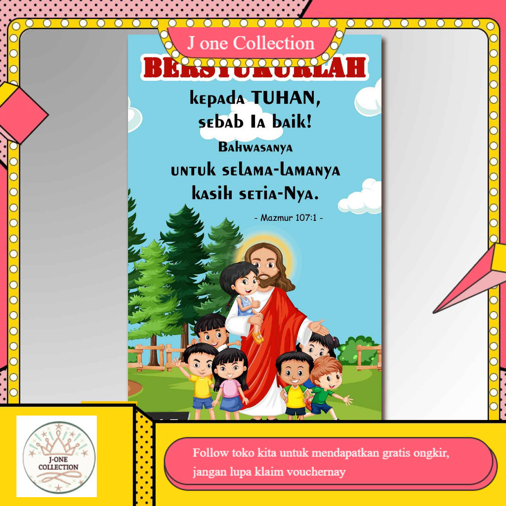 Hiasan Dinding Pajangan Dekorasi Ayat Alkitab Katolik Kristen Anak Bersyukur Berdoa