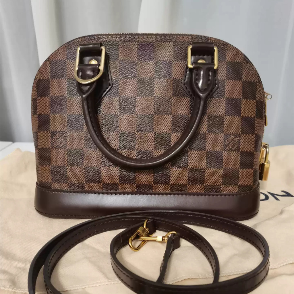 【bekas asli】（ N41221）Louis Vuitton ALMA BB tas cangkang/tas kotak-kotak/tas selempang bahu