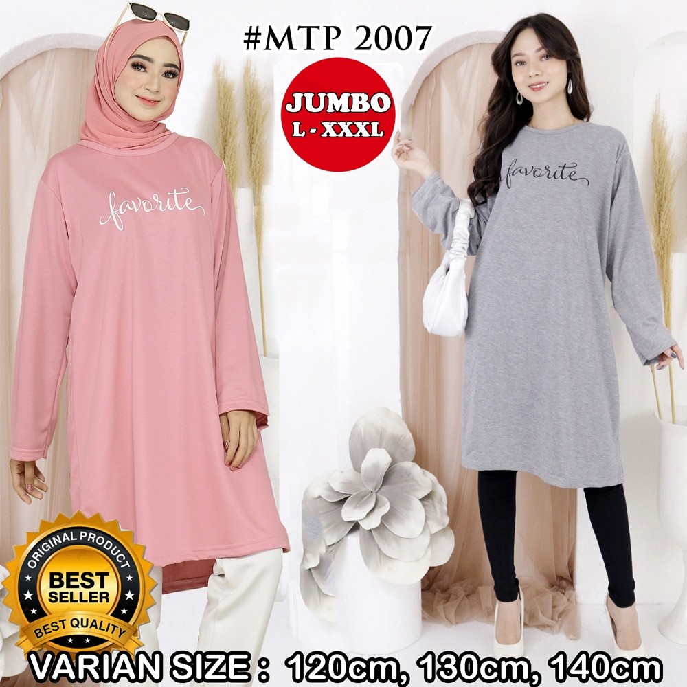 TUNIK KAOS JUMBO WANITA - TUNIK WANITA BIG SIZE LD 120 - 130 - 140 MTP2007