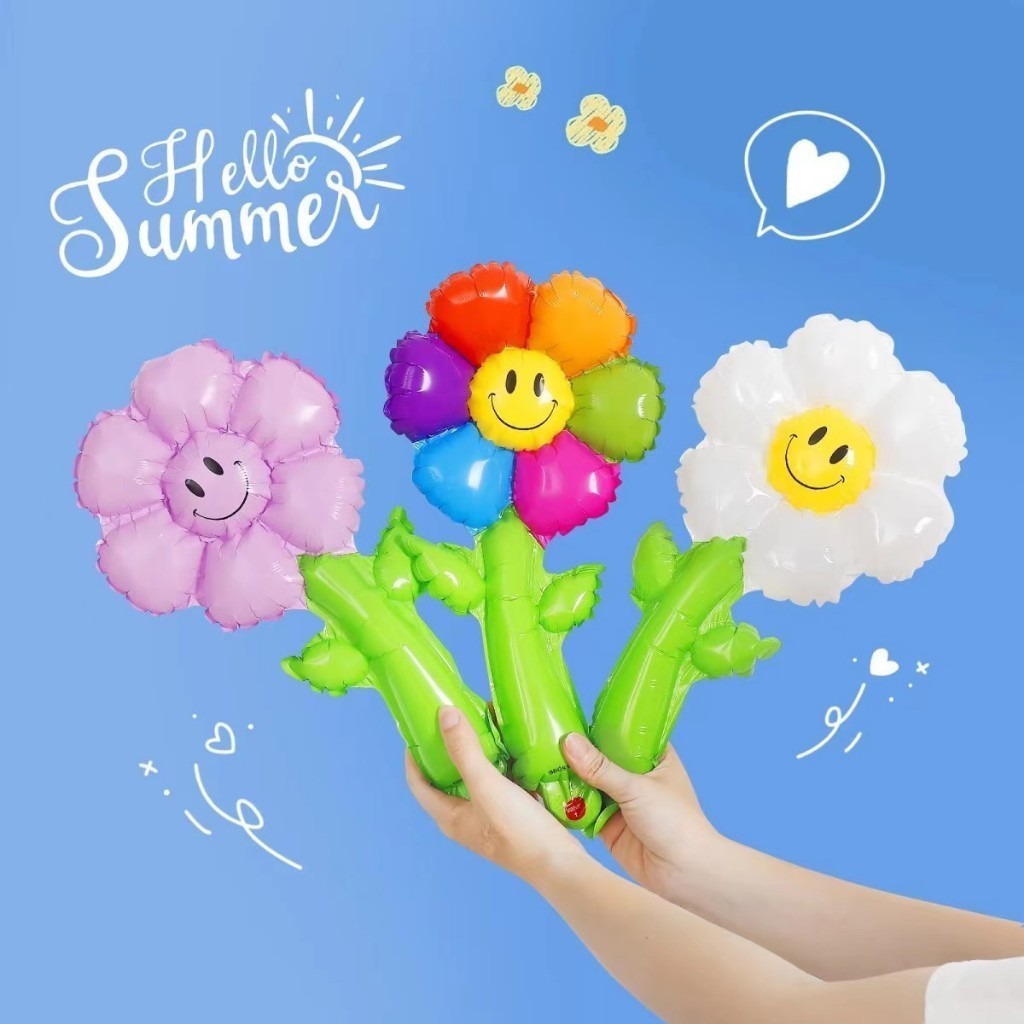 KKL Balon Foil Tongkat Bunga Matahari Balon Sunflower Polos Dekorasi Pesta Ulang Tahun Balon Bunga D