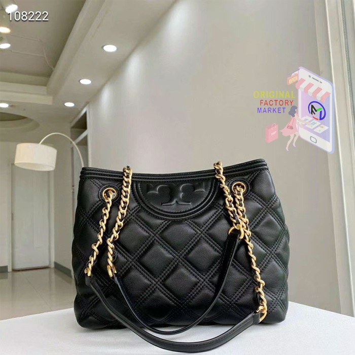 TAS Tory Burch Fleming Soft Tote Bag Black ORIGINAL 75579 TB Lls