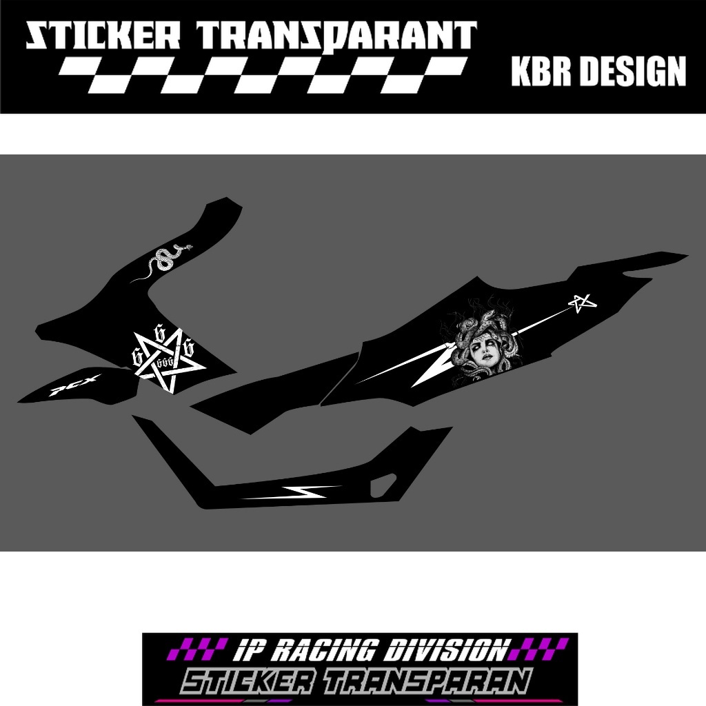 STRIPING STICKER MEDUSA SATANIC 666 PCX 160 TRANSPARAN