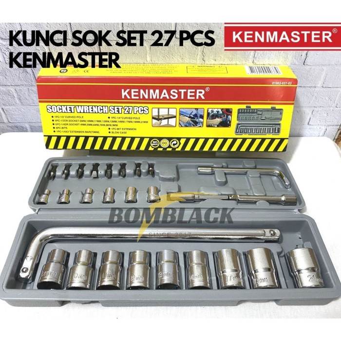 KENMASTER Kunci Sok 27 Pcs Kunci Sok Set 27pcs Soket Socket Wrench Kunci Sock Shock 27pcs Kunci Set 