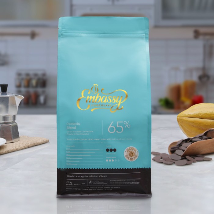 

Promo Termurah [ Best Seller ] Embassy Oceanic Blend Dark Chocolate Couverture 2.5Kg