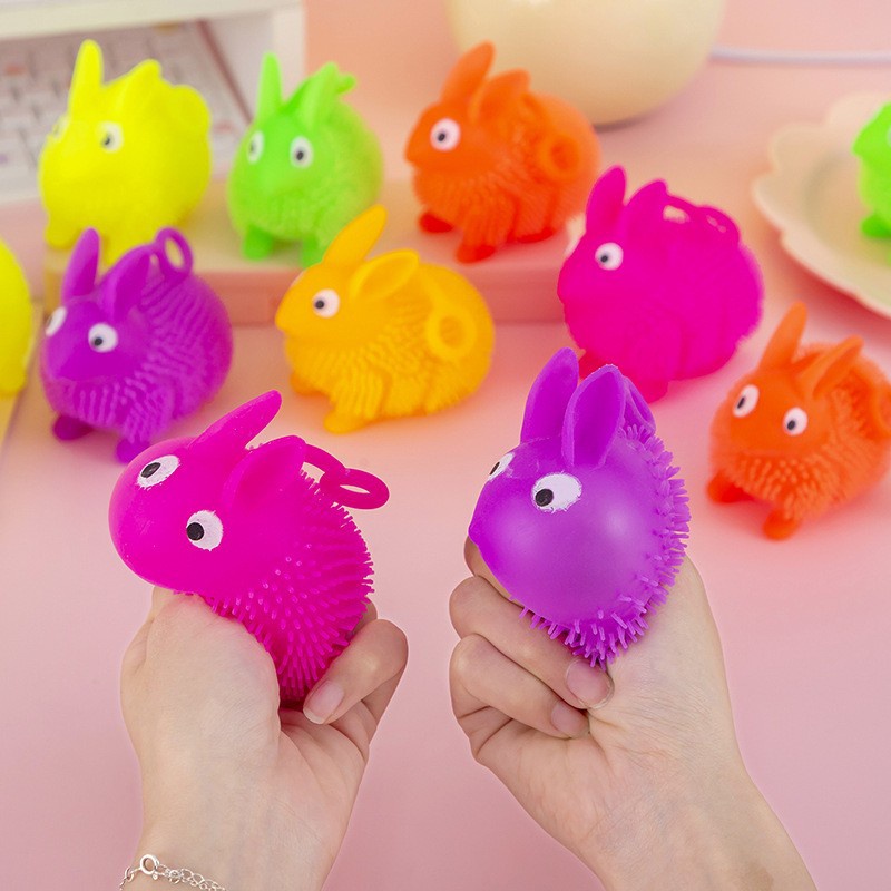 Mainan Yoyo Kelinci Berbulu Elastis Bercahaya