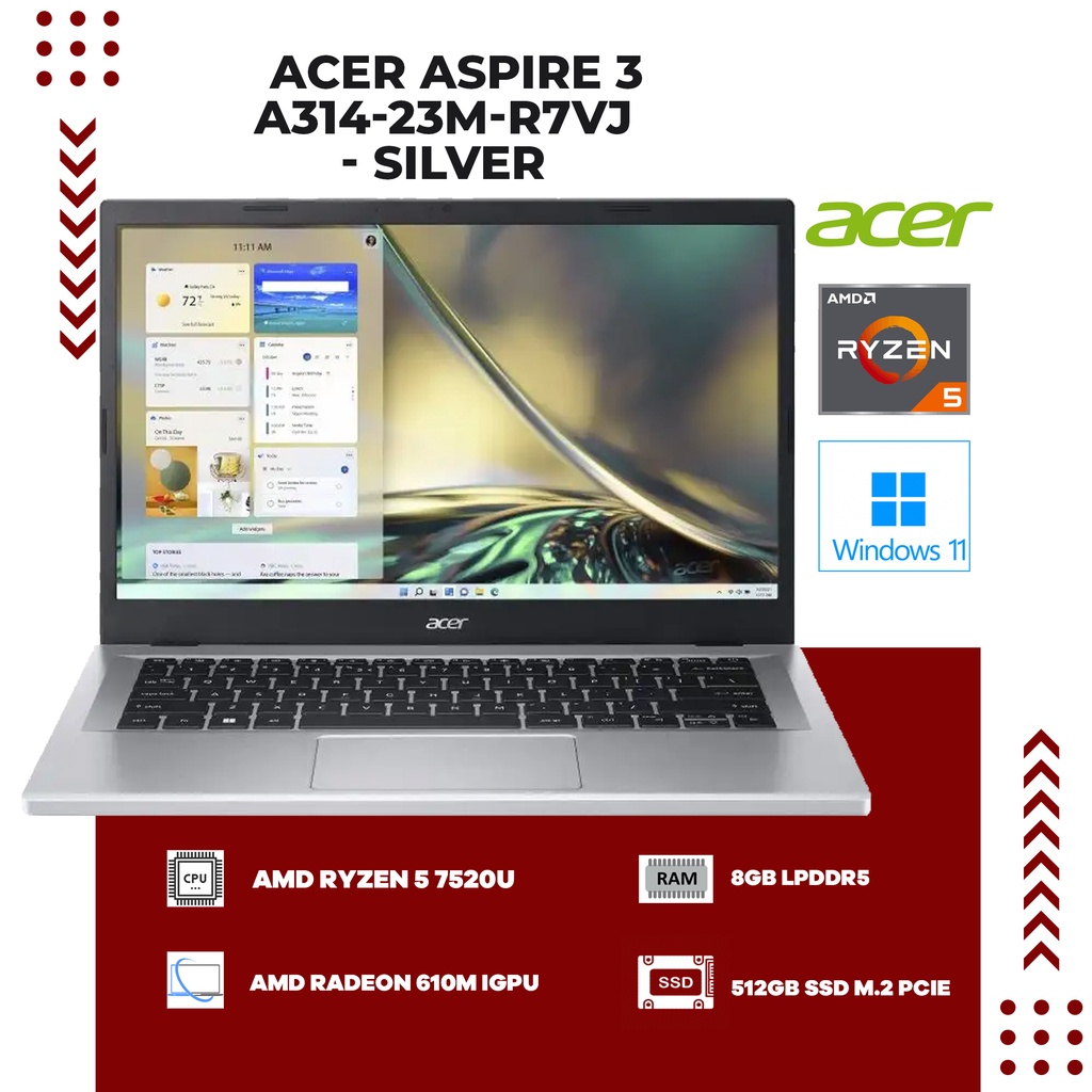 ACER A314 23M.R7VJ RYZEN 5 7520U 8GB 512SSD