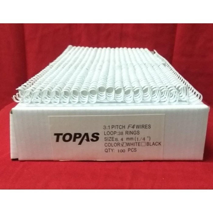 

ring jilid kawat topas 3 : 1 pitch wire 38 rings binding ukuran 1/4 F4