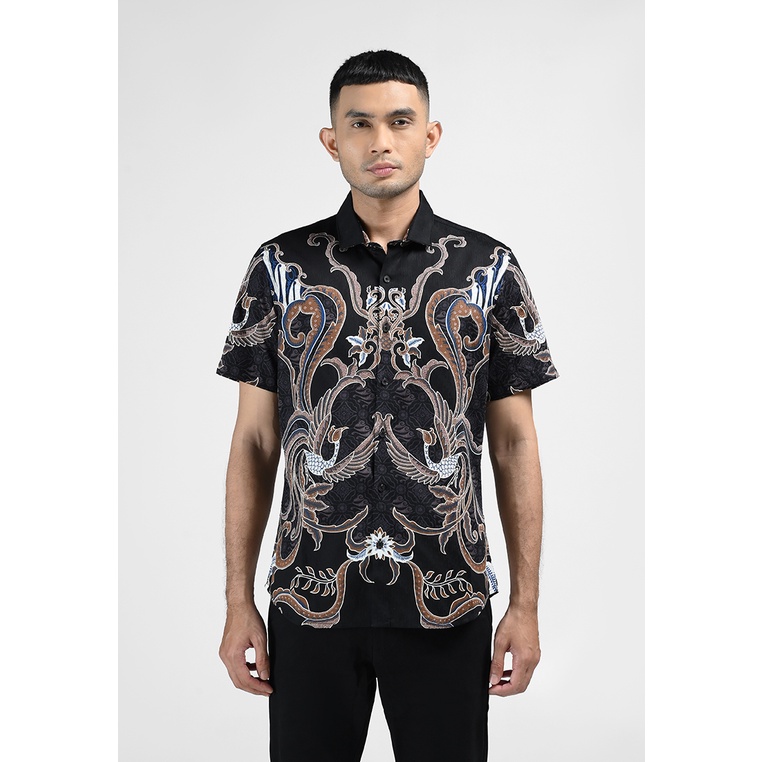 MOC Kemeja Batik Lengan Pendek Pria BRAHMA-BLACK