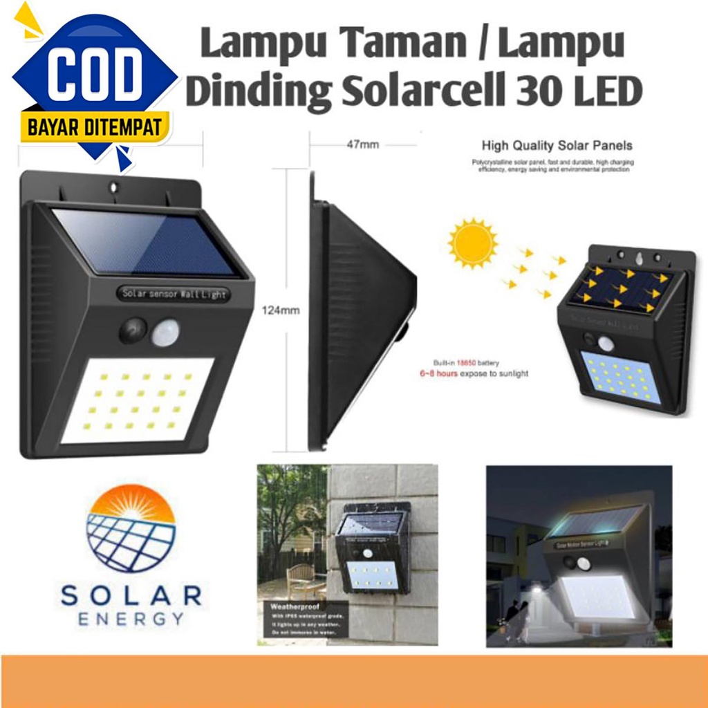 ANP88 Lampu Solar 30 LED Tenaga Surya Sensor Gelap Tanpa Listrik Tenaga Matahari untuk Outdoor / Di 