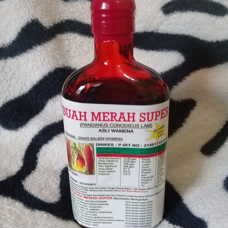 

Promo hari ini kuyy !!! Minyak Sari Buah Merah Super Papua Asli Wamena Sari Baliem Kemasan 100 ml dan 250mil