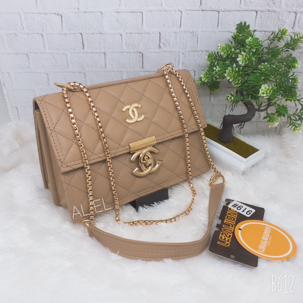 CHAN AL EL Tas Selempang Wanita Bordir Konci CC Tas Shoulder Tali Rantai import Akrilik Tas Murah