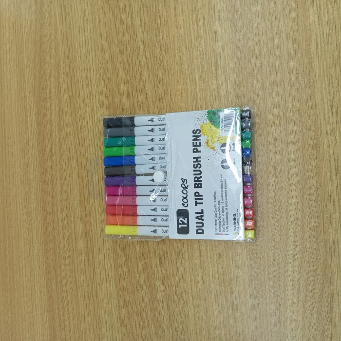 

Dual Tip Brush/Spidol Double Head Drawing Pen Fine Art Watercolor Set - 12 pcs