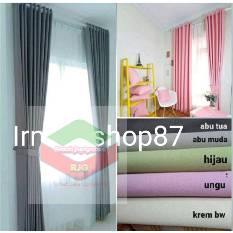 PROMO GORDENG PINTU HORDENG JENDELA TEBAL POLOS HITAM / ABU/ HIJAU/ MERAH/ KUNING 12 RING SEMOKERING