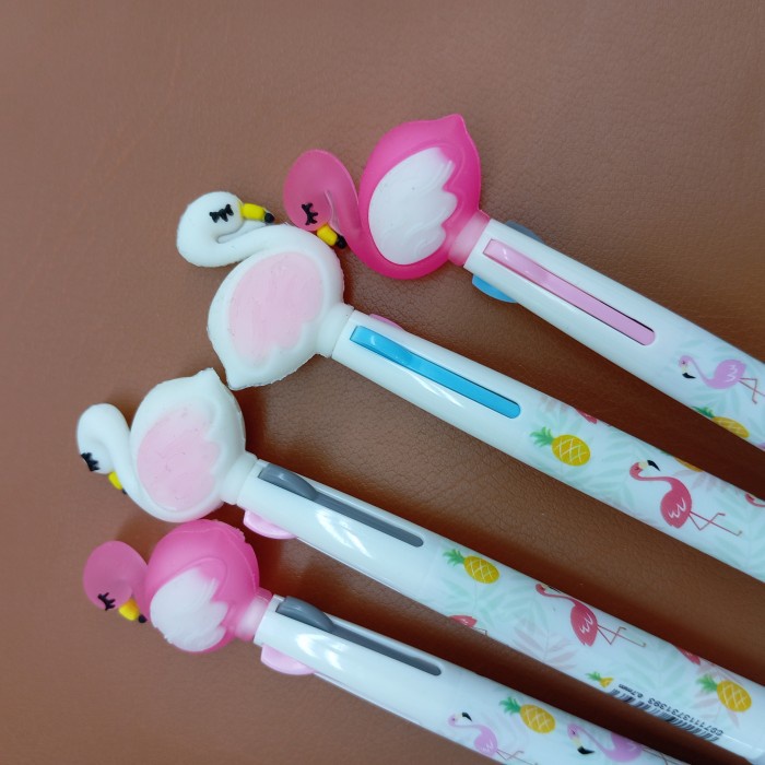 

Pena Ballpoint Tricolor Flamingo/Pen Multi Warna 3 Color Pen 1 PCS
