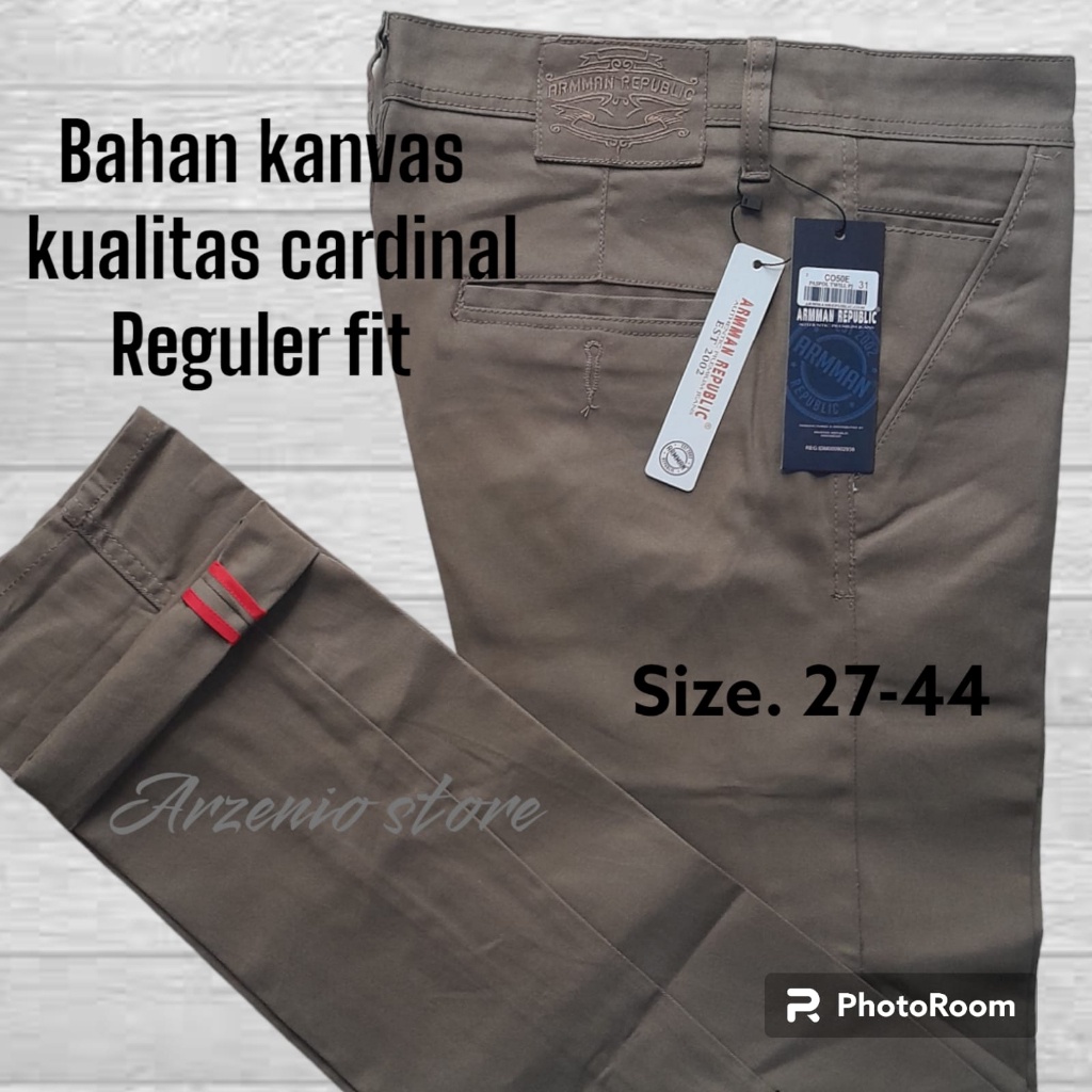 Celana Pria Panjang Chinos Premium Original 100% Bahan Kanvas Cardinal Arman Republic Jumbo 27 Sampai Big size 44