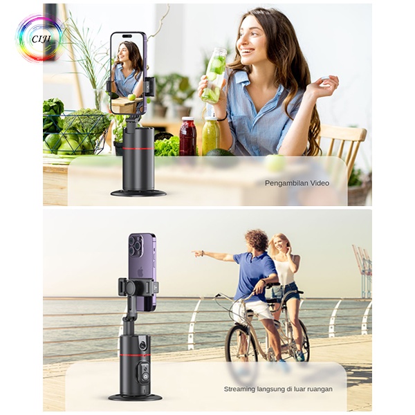 CIJI CJPG-P02 Gimbal Stabilizer Handphone Auto Balance 360°AI Face Tracking Gesture Control P02 Tripod Bluetooth Multifungsi-3