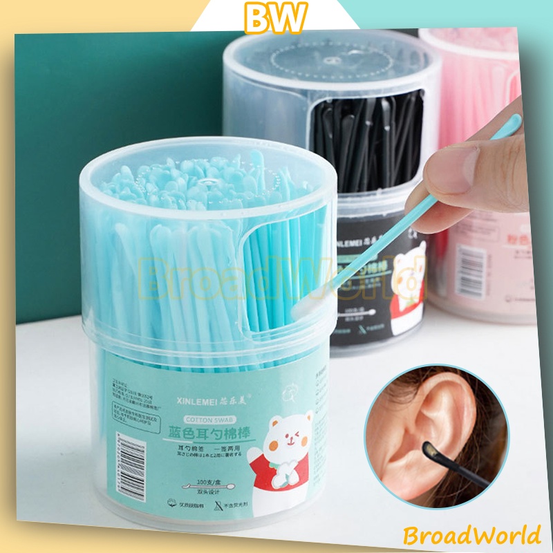 Cotton Bud 2in1 Korek Kuping lembut isi 100 PCS Pembersih Telinga 2 Sisi — 8