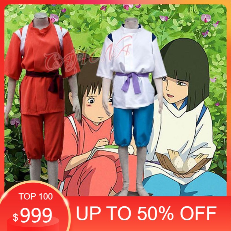 AKSESORIS COSPLAY/ Spirited Away Chihiro & Haku Kimono Yukata Cosplay Costume Anime Male Female Stud