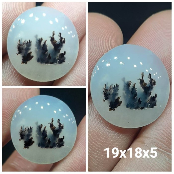 Natural Batu Akik Dendrit Yaman Motif Gambar Tumbuhan Pohon Antik 8