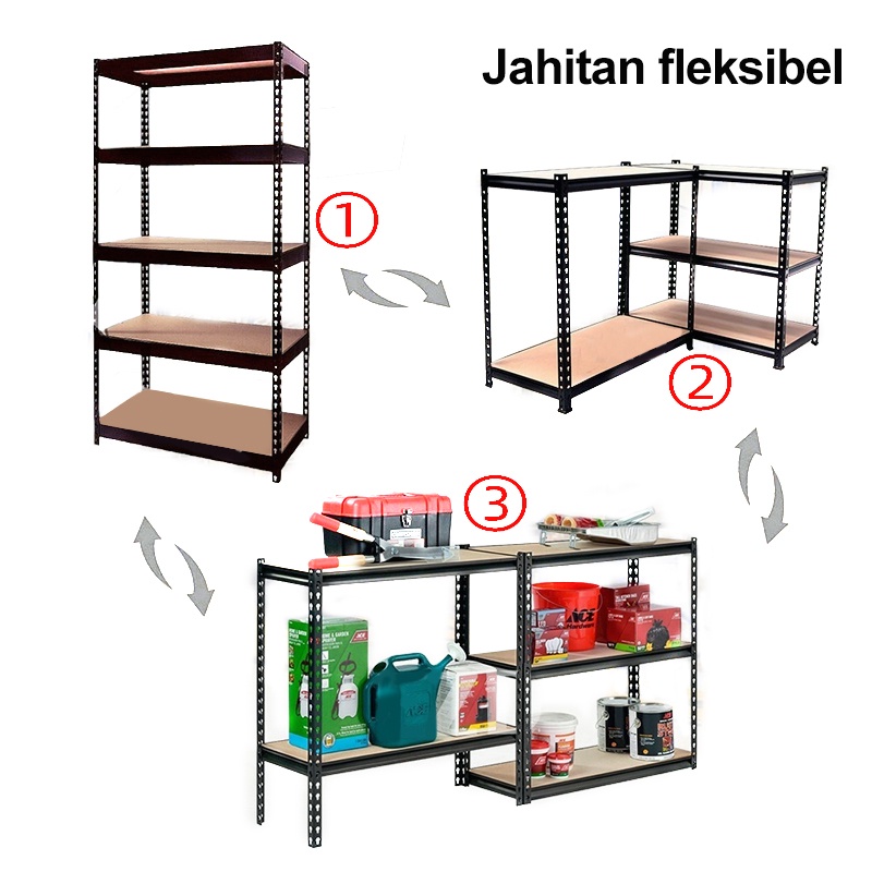 KING Dreams Rak Besi Siku Lubang Rak 3/4/5 Susun Rak Gudang Rak Buku Minimalis Rak Besi Serbaguna