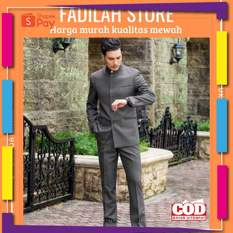 PREMIUM KOREAN STYLE / SETELAN JAS MANDARIN / SETELAN JASKO / CELANA RESMI / CELANA BAHAN / JAS DAN 