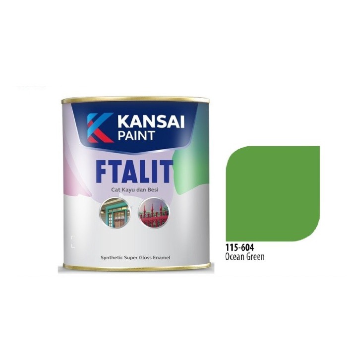 Cat Ftalit 604 Ocean Green Kansai 1 Ltr / Cat Kayu & Besi / Cat Hijau