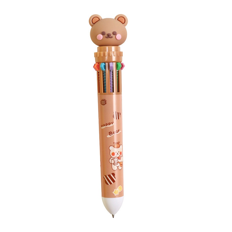 

Pena ballpoint 10 warna Cute bear kantor stasioner pena-LOY