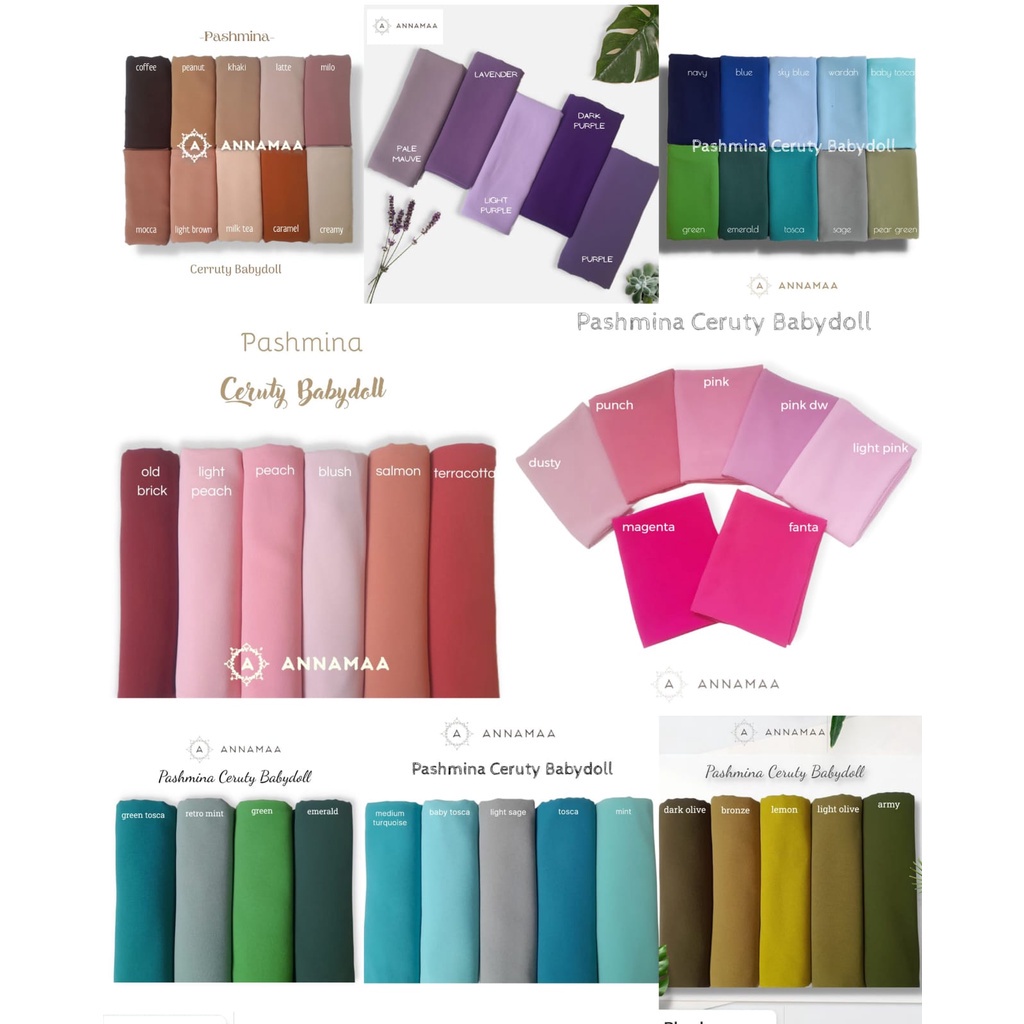ANNAMAA Pashmina Ceruty Premium Part 1 Ceruti Pasmina Cerruty Babydoll Polos Plain Basic Hijab Kerud